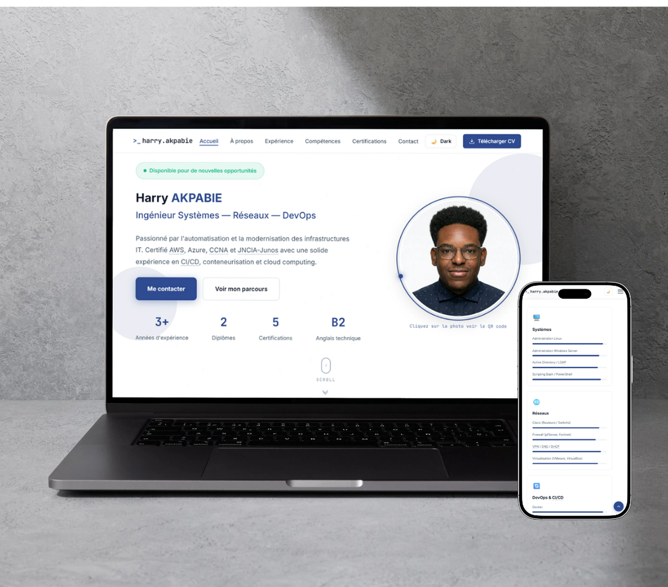 Réalisation Harry Akpabie présentée sur ordinateur et mobile