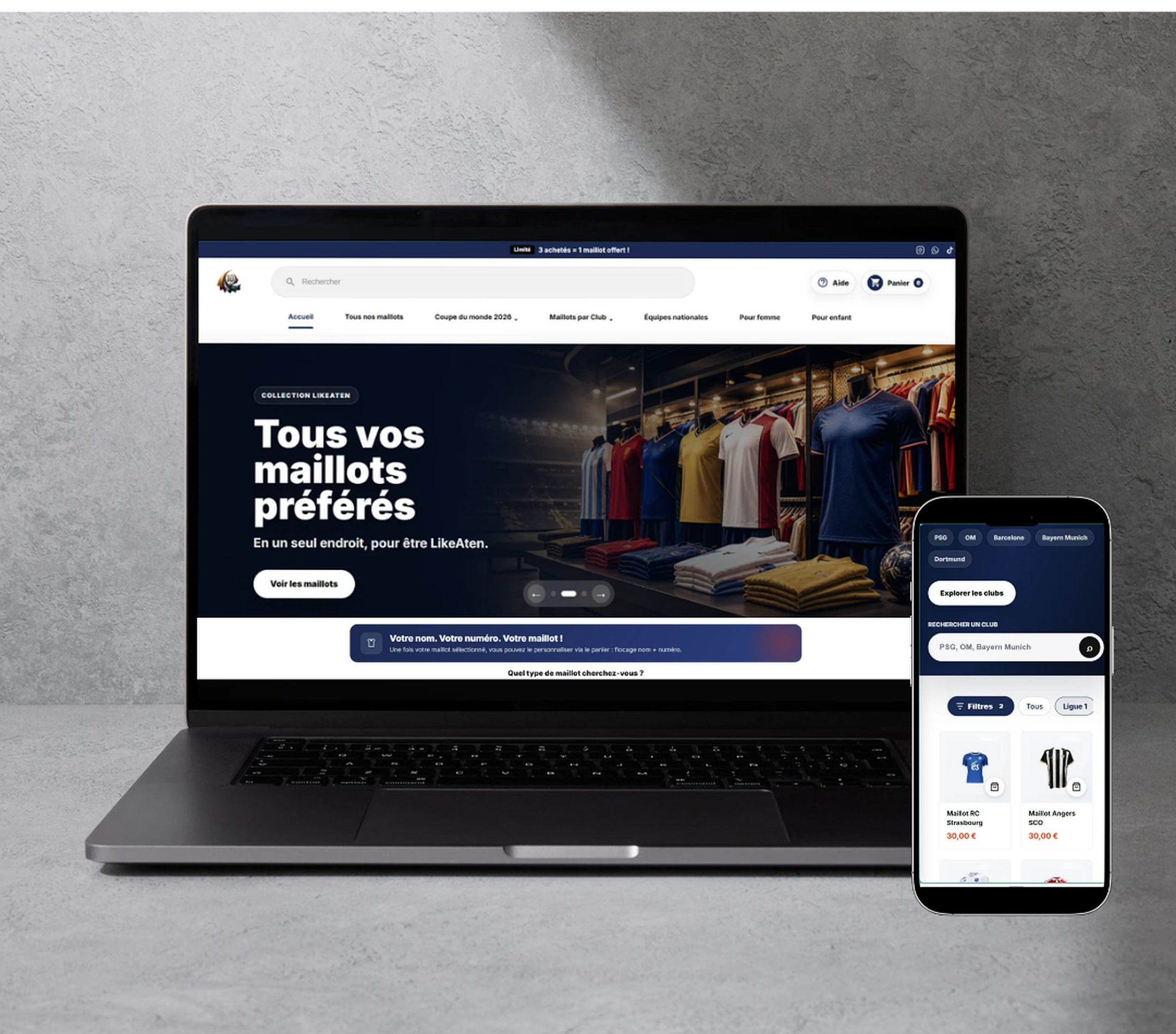 Réalisation LikeATen présentée sur ordinateur et mobile