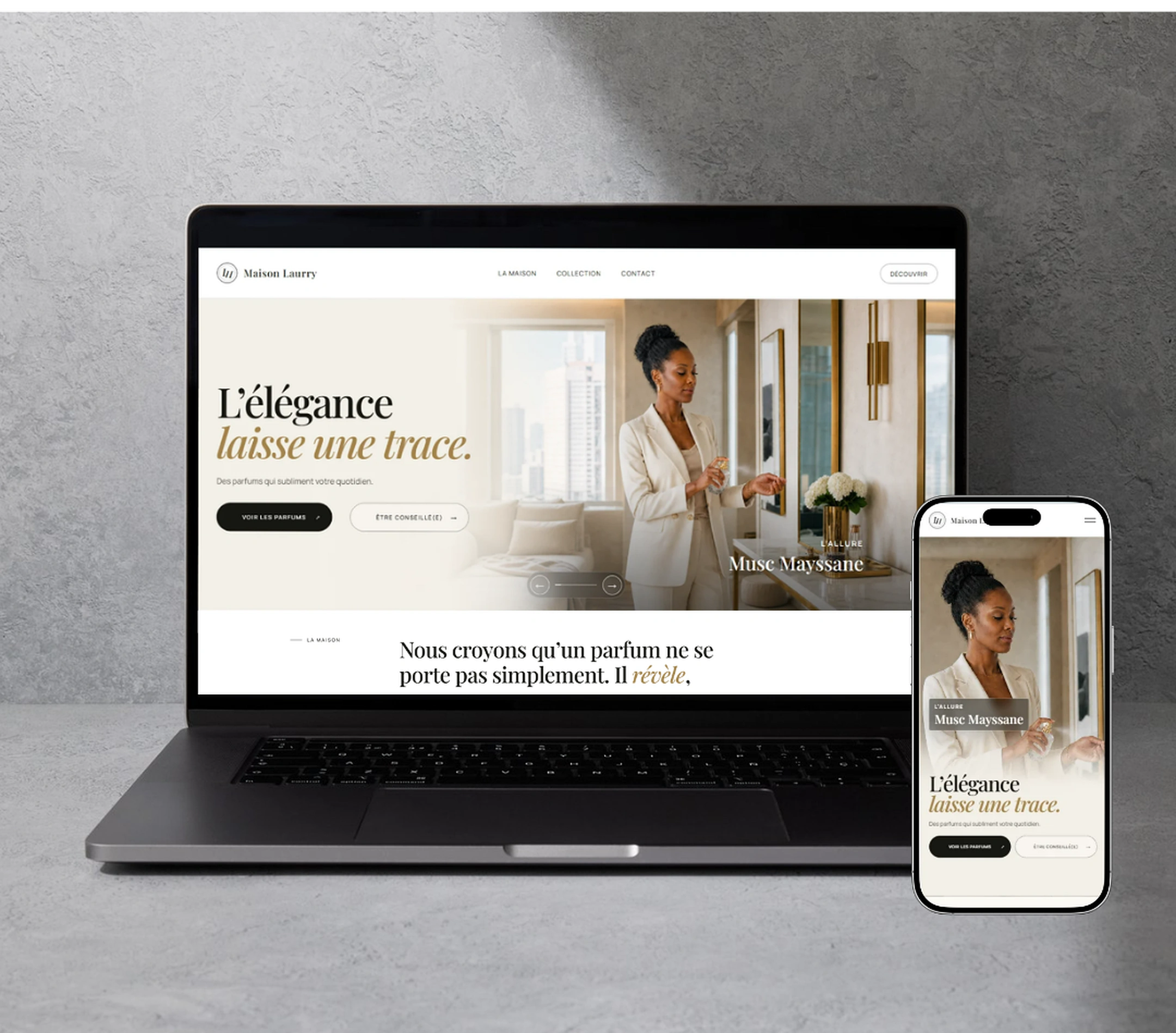 Réalisation Maison Laurry présentée sur ordinateur et mobile